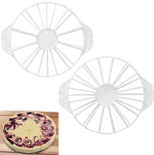 2 separadores de tartas 10/12/14/16 iguales, redondos, cortadores de tartas, ajustables, reutilizables, para cortar, piezas de lugar, cocina, utensilio (blanco)