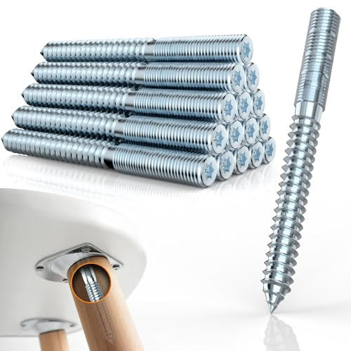 Mbsomnus Viti prigioniere Torx, M8 x 120 mm, M8, in acciaio zincato, su entrambi i lati, viti Torx T25, viti a doppia filettatura per giunto in legno, gambe dei mobili