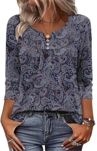 Zeagoo Business Casual Tops 3/4 Length Sleeve Lady Blouses Casual V Neck Pleated Shirts 2025 Spring Tops for Women Work Tunics Fall Fashion 2025 XXL