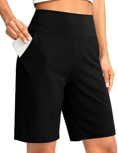 Litherday Shorts för kvinnor, sommar, bermudashorts, hög midja, yogabyxor, breda ben, sportbyxor, lounge, stretch, löparshorts, knälång, vandringsbyxor, Activewear, byxor med fickor, S–XXL