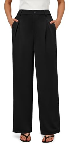 COPYLEAF Work Dress Pants Women Wide Leg Pull On Stretchy Slacks 2 Pockets