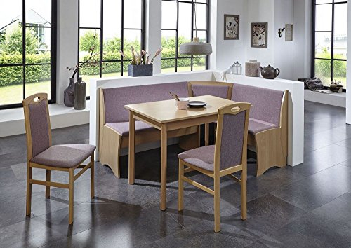 Beauty.Scouts Eckbankgruppe Classic Flamingo Buche Natur Dekor Komplettset Flamingo 4teilig Tisch Truheneckbank 2 Stühle Küche Esszimmer Landhaus