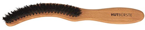 Breiter Brosse à Chapeau Brosse Textile pour Nettoyage des Chapeaux en Feutre - Véritable Bois de Poirier et Poils Naturels - Forme Ergonomique