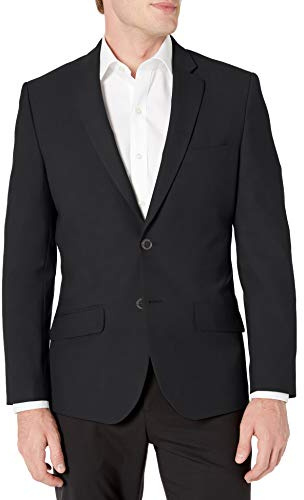 Amazon Essentials Men's Long-Sleeve Button-Front Stretch Blazer, Black, 38
