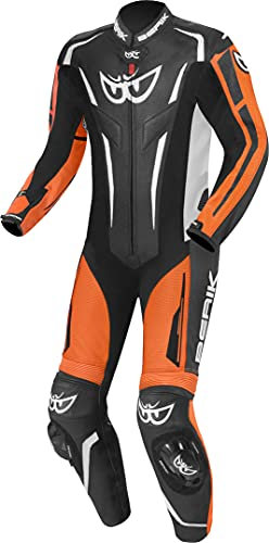 Berik RSF-Teck Tuta in pelle della moto traforata in un pezzo, nero/arancione/bianco, 56