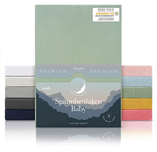 Laleni Premium Spannbettlaken 70x140x15 cm Babybett | Oeko-TEX zertifiziertes Bettlaken 70x140 cm Kinderbett | Kinderbettwäsche 70x140 aus 100% Baumwolle | Spannbettlaken 70x140 cm Baby in Grün