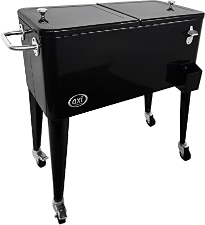 AXI Retro Cooler Noir | Réfrigérateur de Boissons Mobile pour l’extérieur/Le Jardin | Glacière 76 Litre