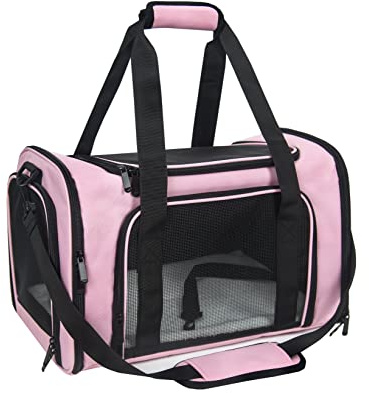NextFri Soft Sided Carrier for Small Medium Cats Dogs,TSA Airline Approved Collapsible Travel Pet Carrier Medium Pink