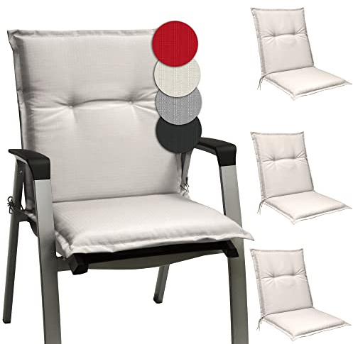 Beautissu Set de 4 Cojines para sillas de Exterior, tumbonas, mecedoras o Asientos con Respaldo bajo Base NL 100x50x6 Placas compactas de gomaespuma - Gris Natural