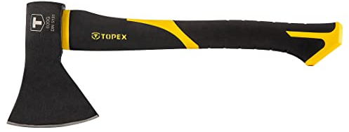 TOPEX Ascia 600 g, Impugnatura In Fibra di Vetro, Ergonomico | Manico Antiscivolo | Testa In Acciaio Temprato | Giardino, Trama, Legnaia