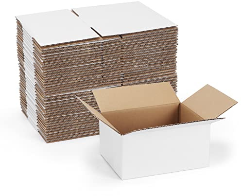 SPEPLA 40 Pack Small Shipping Boxes 8x6x4 Inches, White Corrugated Cardboard Mailing Box for Shipping, Packing, Business
