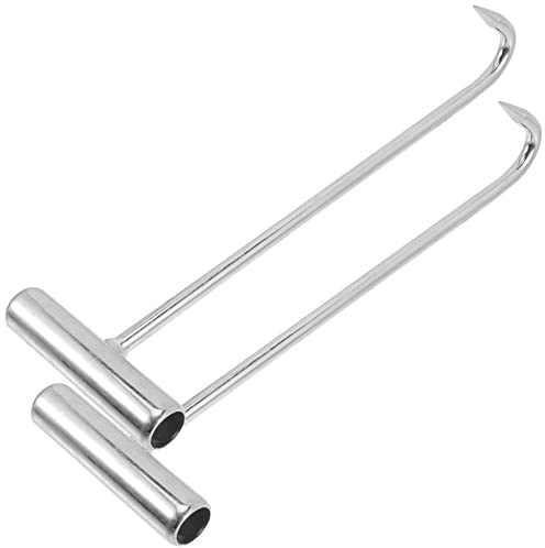 DOITOOL Manhole Lifting Hooks : 2PCS T Steel Drain Lifting Inch Pulling Covers Stainless Lifters Versatile Cover Lifter Outdoor Iron Heavy Tool for Storm Hook and Duty Handle Lid Grate Pull Moving