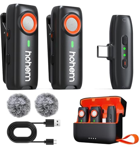 hohem MIC-01 Lavalier Mikrofon Wireless für Android Type-C, Zweikanal-Aufnahme, 360° Tonaufnahme, 20H Nutzungszeit, DSP Geräuschunterdrückung, Mini Mikrofon unverzichtbar für Vlog