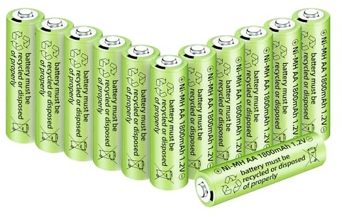 Fytoo 12PCS 1.2V 1800mAh Ni-MH AA Batteries for Wireless Microphone, Electric Toys,Remote Control Mouse, Calculator, Shaver, Keyboard, Household Appliances, Solar Light Rechargeable Batteries