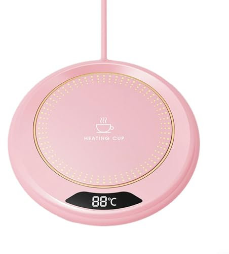 Calentador de tazas de café, calentador eléctrico inteligente de tazas de bebidas de 20 W, USB, temperatura constante, calentador de tazas de 3 engranajes para escritorio de oficina (rosa)