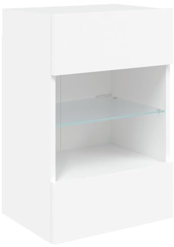 vidaXL Mobile TV a Parete con Luci LED Bianco 40x30x60,5 cm