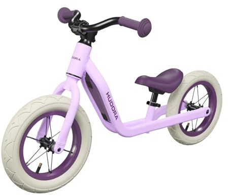HUDORA Laufrad Explory 12 Zoll - Hochwertiges Lauflernrad ab 2,5 Jahren - Balance Bike mit Verstellbarer Sattelhöhe - Kinderlaufrad für Jungen & Mädchen von 90-110 cm mit Luftreifen - Lavender