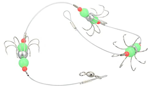 Leuchtender Oktopus-Schnurhaken aus Kohlenstoffstahl Zum Angeln mit Widerhaken, Angelausrüstung