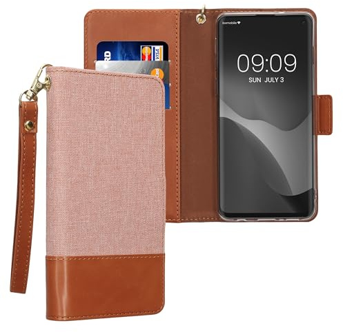 kwmobile Custodia Compatibile con Samsung Galaxy S10 Cover Portafoglio - Case Porta Carte Smartphone - Portacarte Chiusura Magnetica - rosa antico/marrone