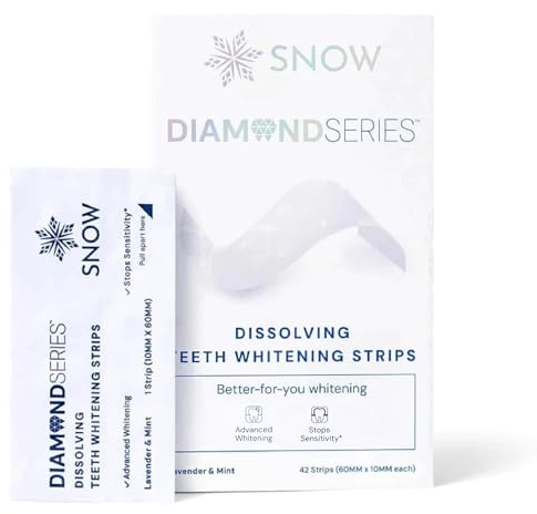 SNOW Diamond Dissolving Teeth Whitening Strips - Gentle & Enamel Safe White Strips for Teeth Whitening, at-Home Dental Hygiene & Tooth Care with Hydroxyapatite - 42 Ct