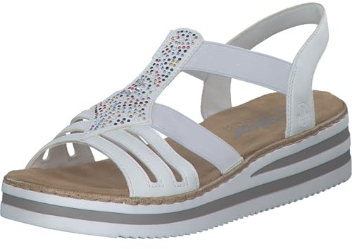 Rieker Sandales blanches pour femme, Blanc., 36 EU