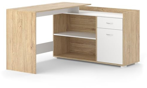 Vicco Scrivania ad angolo Noira, Sonoma, 135 x 77 cm con cassetto, adatto per montaggio ad angolo sinistro o destro