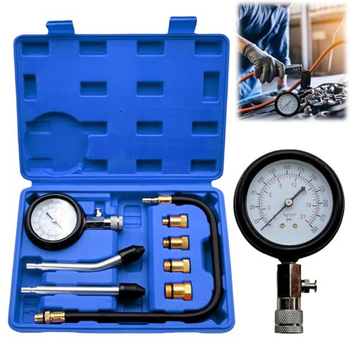 Kompressionstester Set, Kompression Tester Kit für Benzinmotoren Manometer Zündkerze Tester 0-20 bar oder 0-300 psi Meßgerät Drucktester M10 M12 M14 M18 Manometer Tool Set