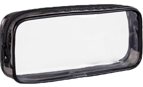 Ezranova Tydlig pennväska, klar testning pennfodral, vattentät genom transparenta PVC-pennfodral, dragkedja komestisk förvaringsväska för bagage, svart, Klart pennfodral
