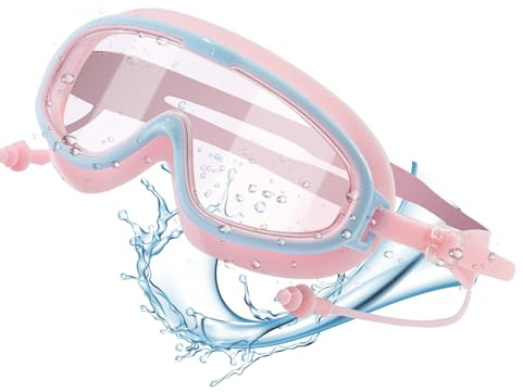 Goggles per bambini, occhiali da nuoto per bambini,Brachi da nuoto anti-Fog impermeabili senza perdite di occhiali da - Occhiali da sole in piscina in silicone con tappi per le orecchie per bamb