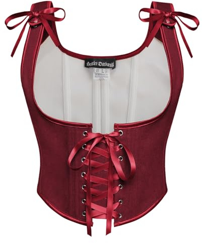 Scarlet Darkness Renässanskorsett för kvinnor, vintage, snörning, sammet, livstycket