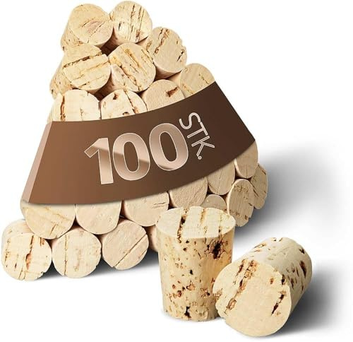Tuuters 100 pointed corks for test tubes, medicine corks, length = 22 mm, diameter = 16 to 13 mm (22 x 16/13)