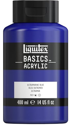 Liquitex 8870325 Basics - peinture acrylique, peinture artistique monopigmentée, résistante à la lumière, qualité archive, finition satinée, pot de 400 ml - Bleu Outremer