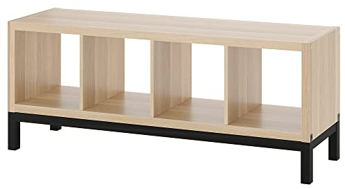 IKEA KALLAX Regal mit Untergestell, 147x59 cm, Eiche weiß gebeizt/schwarz
