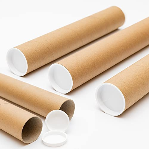 Tubos postales A4 de tamaño pequeño de 240 mm x 50 mm para envío, pósteres, obras de arte, pinturas, documentos, planos, sobres de tubo de cartón resistente + tapas finales (50)