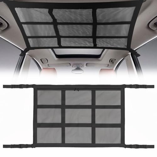 XQMMGO Red de equipaje para coche, accesorios de camping, almacenamiento de coche, tienda de campaña trasera, red de equipaje, organizador de red para cuatro respaldos de techo (90 x 65 cm)