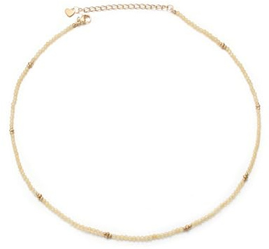 Aleasha Handmade Bead Necklace Birthstone Garnet Lapis Lazuli Amethyst Green Crystal Necklace 3mm Women Stainless Steel 45cm Adjustable Bohemian Beach Summer Jewelry