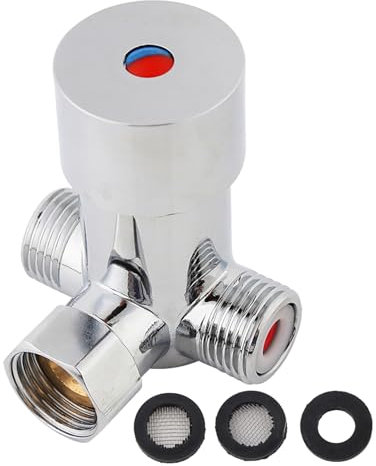 WPKD BLUEIY Válvula Mezcladora de Agua Fría y Caliente G1/2,válvula mezcladora termostática automática,Válvula de Control de Temperatura,Mezclador de Agua de Latón para Grifo con Sensor (70x55x50mm)
