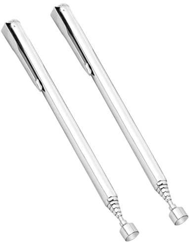 KGDUYC 2 x Einziehbare Magnetstangen, Einziehbare Magnetstangen, Magnetisches Aufnahmewerkzeug, Magnetischer Heber, Edelstahl, Magnetischer Schraubengreifer, Mutternschlüssel