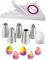 Large Icing Nozzles and Bag with Coupler,1M 2D 1A 4B D66 Piping Nozzle Set,Large Coupler and Piping Bags Disposable - 12 inch