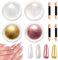 BISHENGYF Upgrade Rose Gold Chrome Nail Powder - 【Magic Mirror Effect】 Holographic Nail Powder Shiny Nail Glitter Powder, Pearl Chrome Nail Powder Iridescent Mermaid Aurora Effect For Nail Art Design