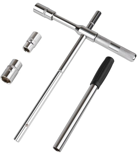 Lyhubmh 23 Extended Lug Wrench 4 Way Heavy Duty Tire Iron Lug Wrench with Storage Bag, Labor Saving Lug Nut Tool & Standard Sockets (17mm/19mm/21mm/23mm) for Car Wheel Maintenance