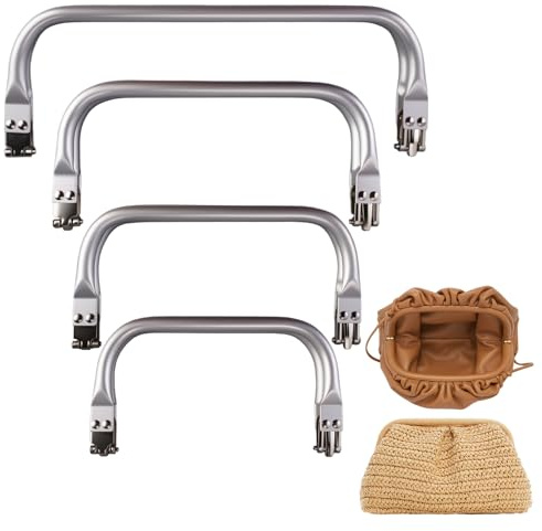 4 Chiusura per Borsa Uncinetto, Borsa a Forma di u Manico Interno Bacio, 16cm 18cm 20cm 25cm, Manici Borse Uncinetto in Alluminio,Chiusura Clutch Bag Clasp per Portafogli,Pochette e Progetti Fai-da-te