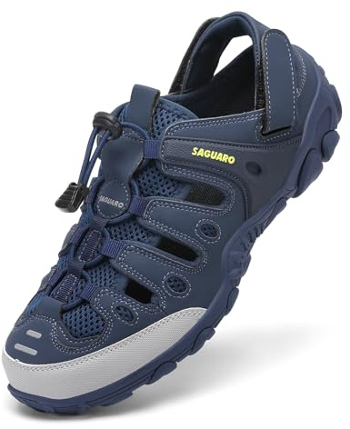 SAGUARO Uomo Sandali da Trekking con Punta Chiusa Estate Donna Scarpe da Esterno Traspirante Antiscivolo Sandali Sportivi Blu Intenso 40 EU