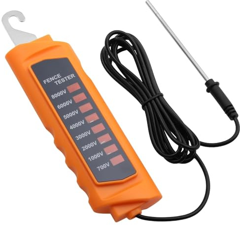 Neoteck Tester per Recinzione Elettrica 700V ~ 8000V con 8 Spie Neon Tester Recinto Elettrico Senza Batteria in ABS per Controllo Guasti su Fili e Nastri (700V-8000V) per Allevamenti, Fattoria