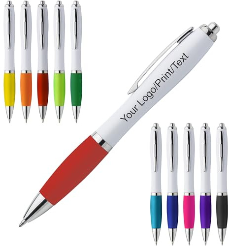 Schmalz® 500 Stück Personalisierbarer Kunststoff Kugelschreiber mit UV Druck Werbung/Logo/Text/Nachricht/Abschlussfeier/Messe blaue Tinte (500)