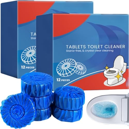 Limpiador Efervescente Multifuncional,24pcs Tableta de Limpieza de Inodoro,Bloques de Limpieza de Inodoro Azules,Pastillas Efervescentes para Limpieza de Inodoros,Bloque Azul Automático Limpiador