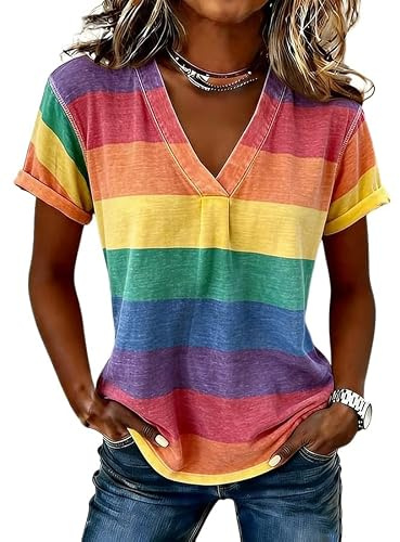 Dam regnbåge t-shirt avslappnad färgglad randig t-shirt HBTQ gay pride månad t-shirt kläder set