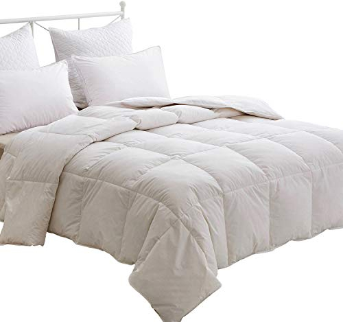 Double Size Duvet - Luxury White Goose Feather and Down Duvet, 13.5 Tog Bed Quilt, 100% Cotton Shell, Anti-dust mite & Feather-proof Fabric, All Season