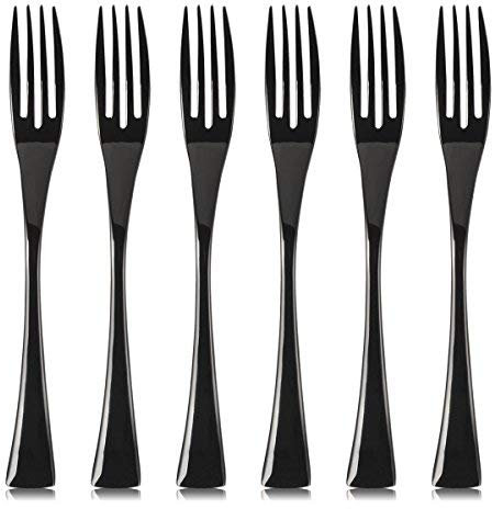 LEKOCH 6 Pezzi Forchette per Pasticceria in Acciaio Inox 17,5 cm, Forchette per Menu, Forchette da Tavola, Forchette per Insalata, Set di Posate (Nero Polacco)