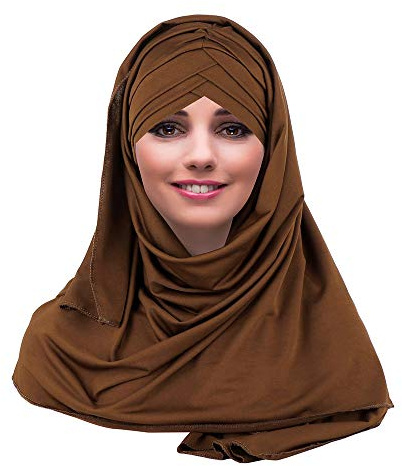 YOFASEN Slouchy Musulman Chapeau - Femmes Écharpes Islamiques Beau Hijab Bonnet Casquette Châle Foulard, café, One Size